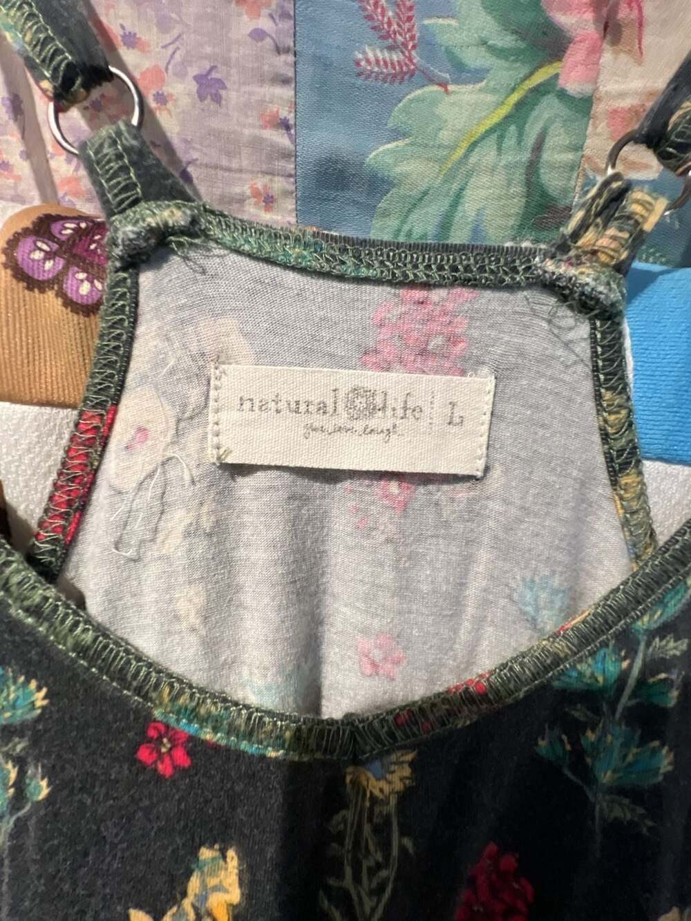 Natural Life Floral Print Washed Terry Jumpsuit L - Picture 3 of 4